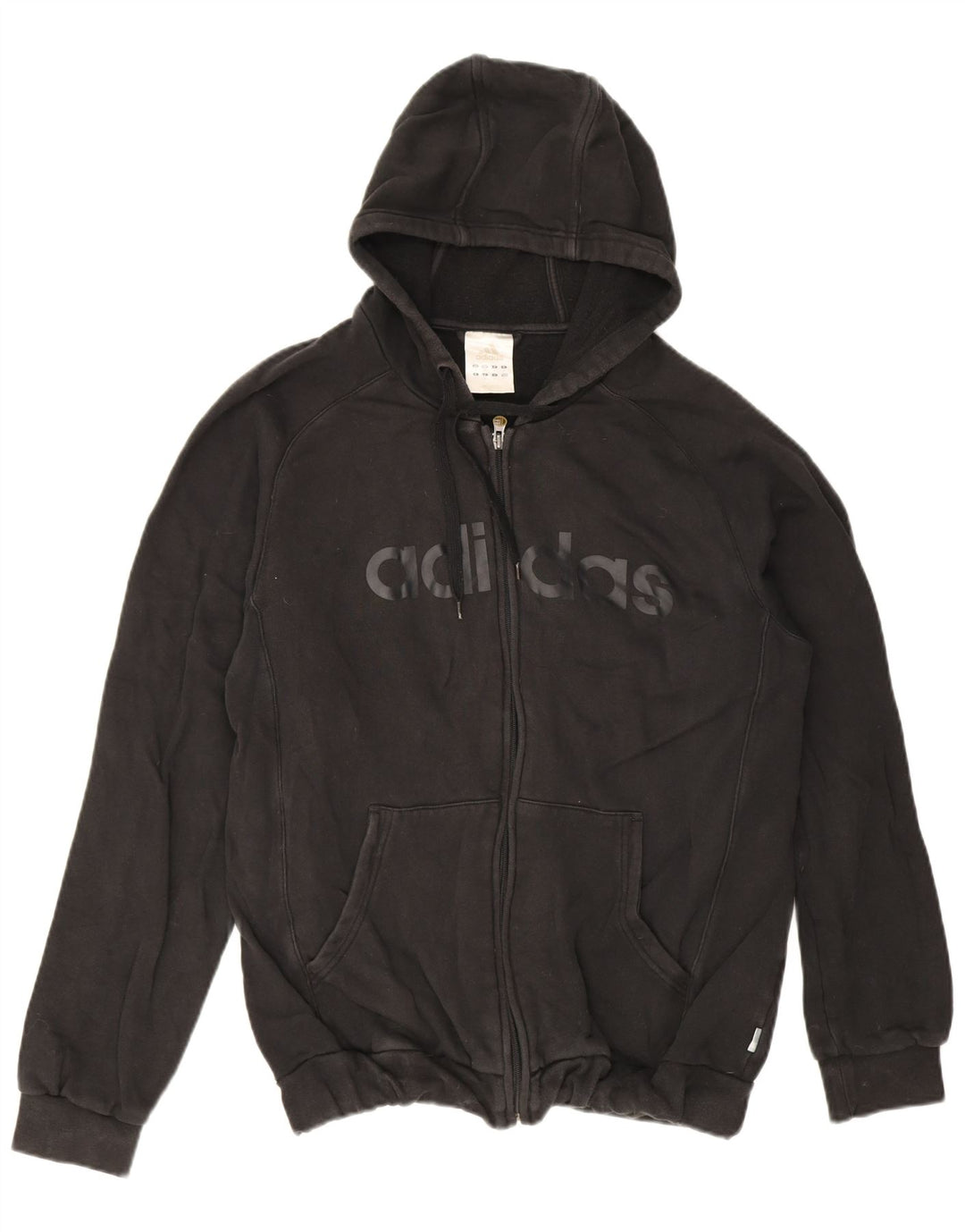 Adidas Pull à capuche zippé graphique pour homme en coton noir moyen