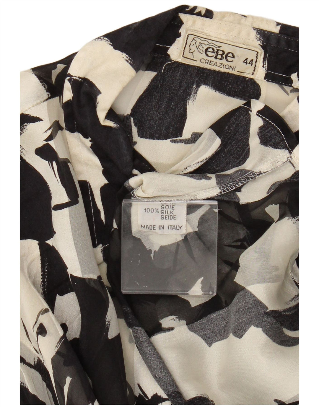 vintage Femmes Motif Abstrait Voir À Travers Chemise Blouse IT 44 Moyen Noir