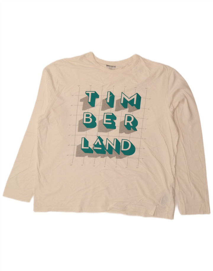 TIMBERLAND Haut graphique à manches longues XL en coton blanc cassé pour homme