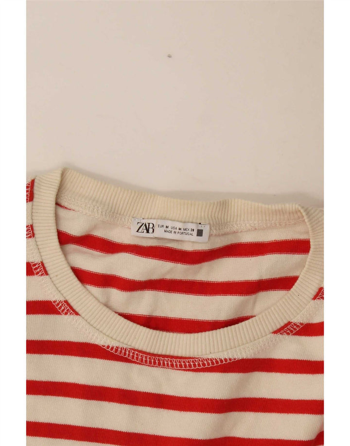 Zara Femme Top Manches Longues UK 44 Medium Off White Rayé