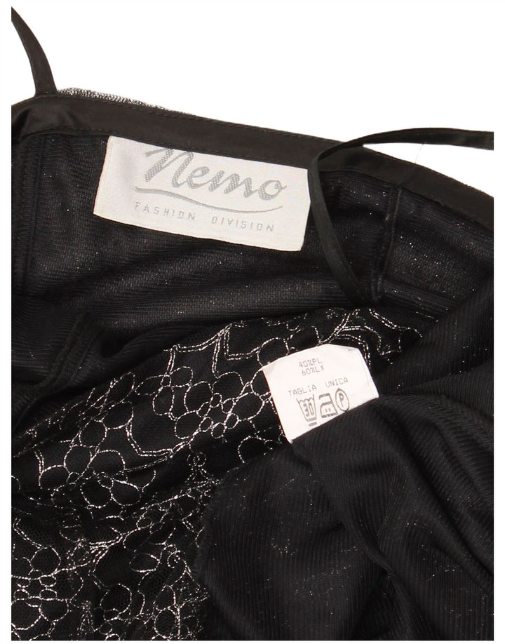 Robe Tutu Vintage Femme UK 8 Petit Polyester Floral Noir
