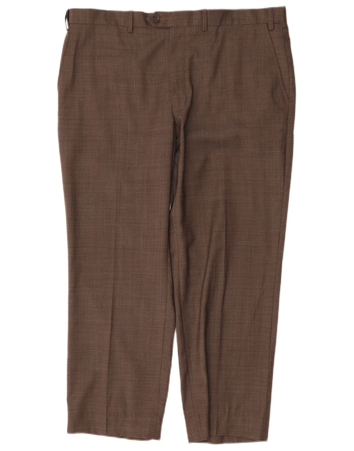 Marks & Spencer Pantalon de Costume Droit Homme W38 L29 Laine Marron
