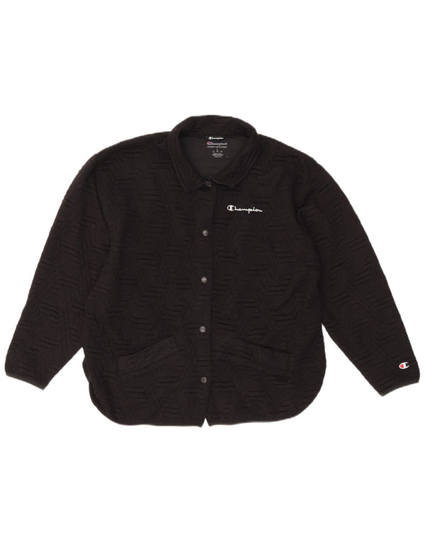 Champion Veste de survêtement pour femme UK 16 Large Noir Géométrique Polyester