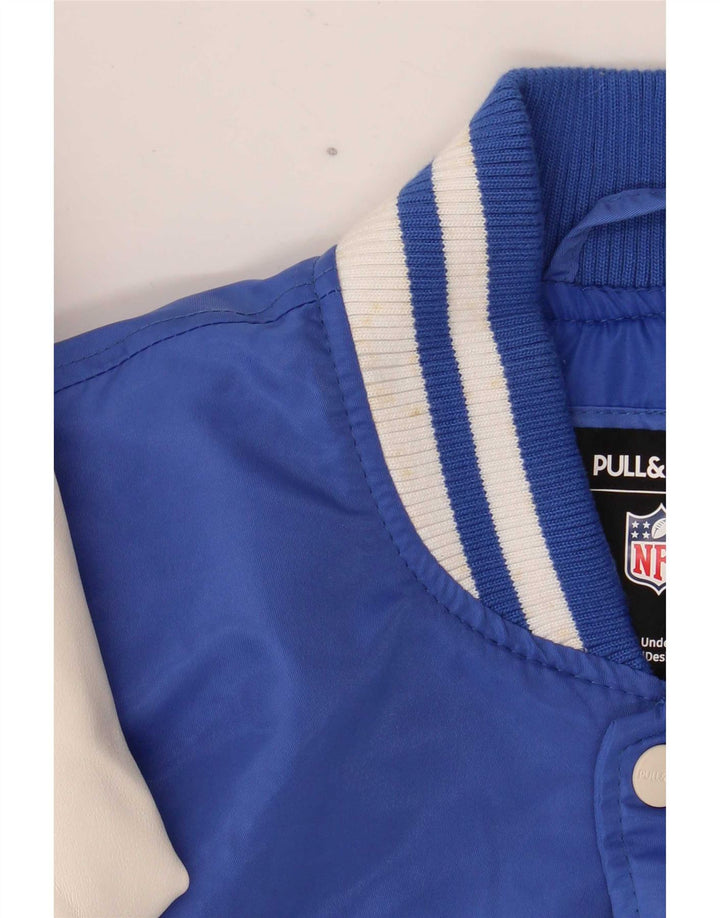 Pull & Bear Veste universitaire Los Angeles Rams pour homme UK 38 Bleu moyen Sports