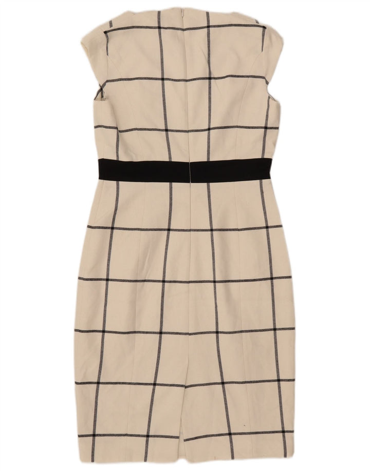 Karen Millen Robe fourreau pour femme UK 10 Petit blanc cassé en polyester à carreaux