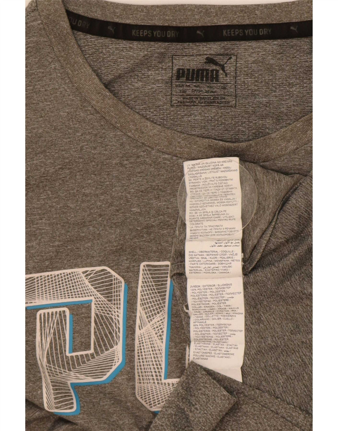 Puma T-Shirt Graphique Homme Large Gris Moucheté Polyester