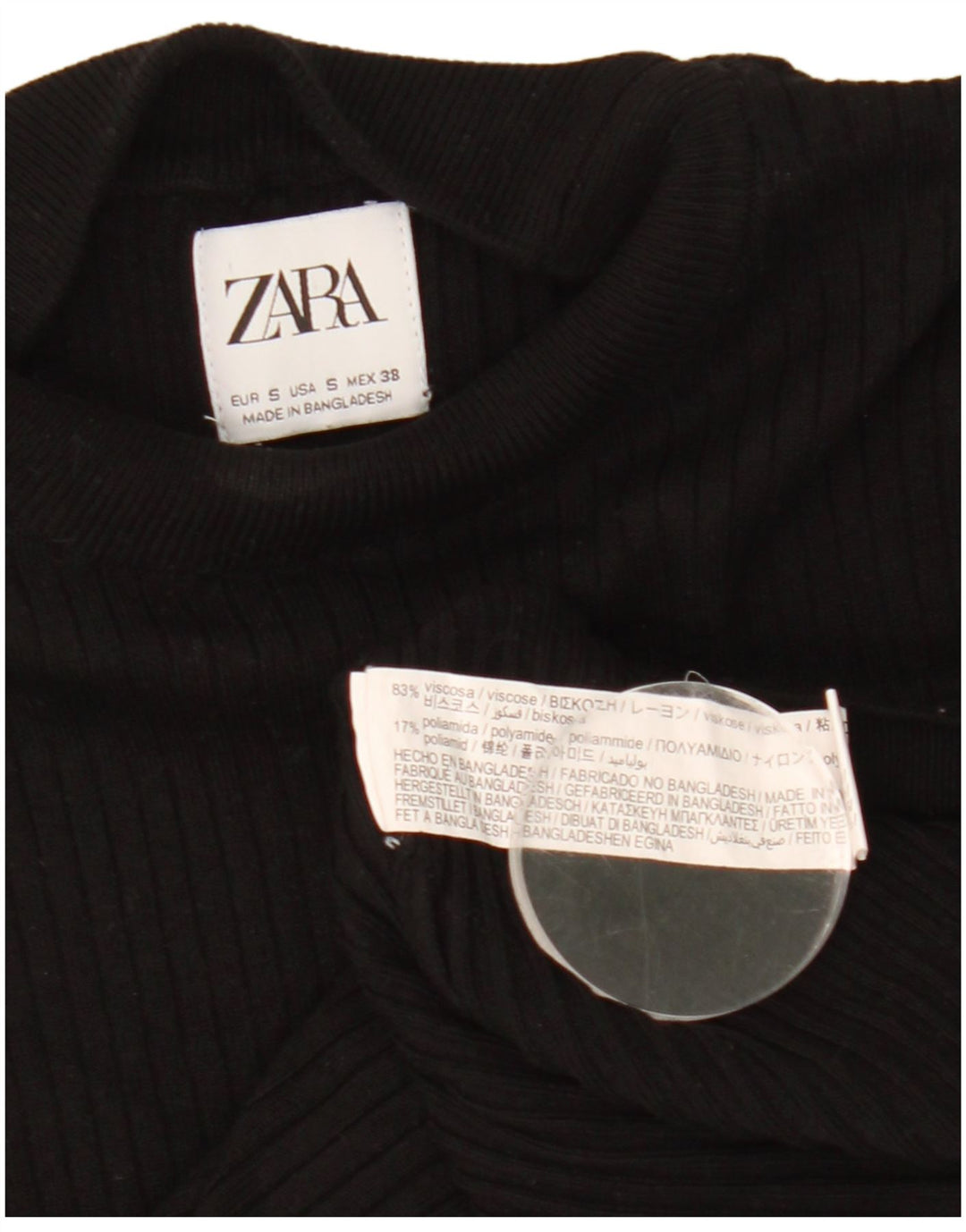 Zara Homme Pull Col Roulé Petit Noir Viscose