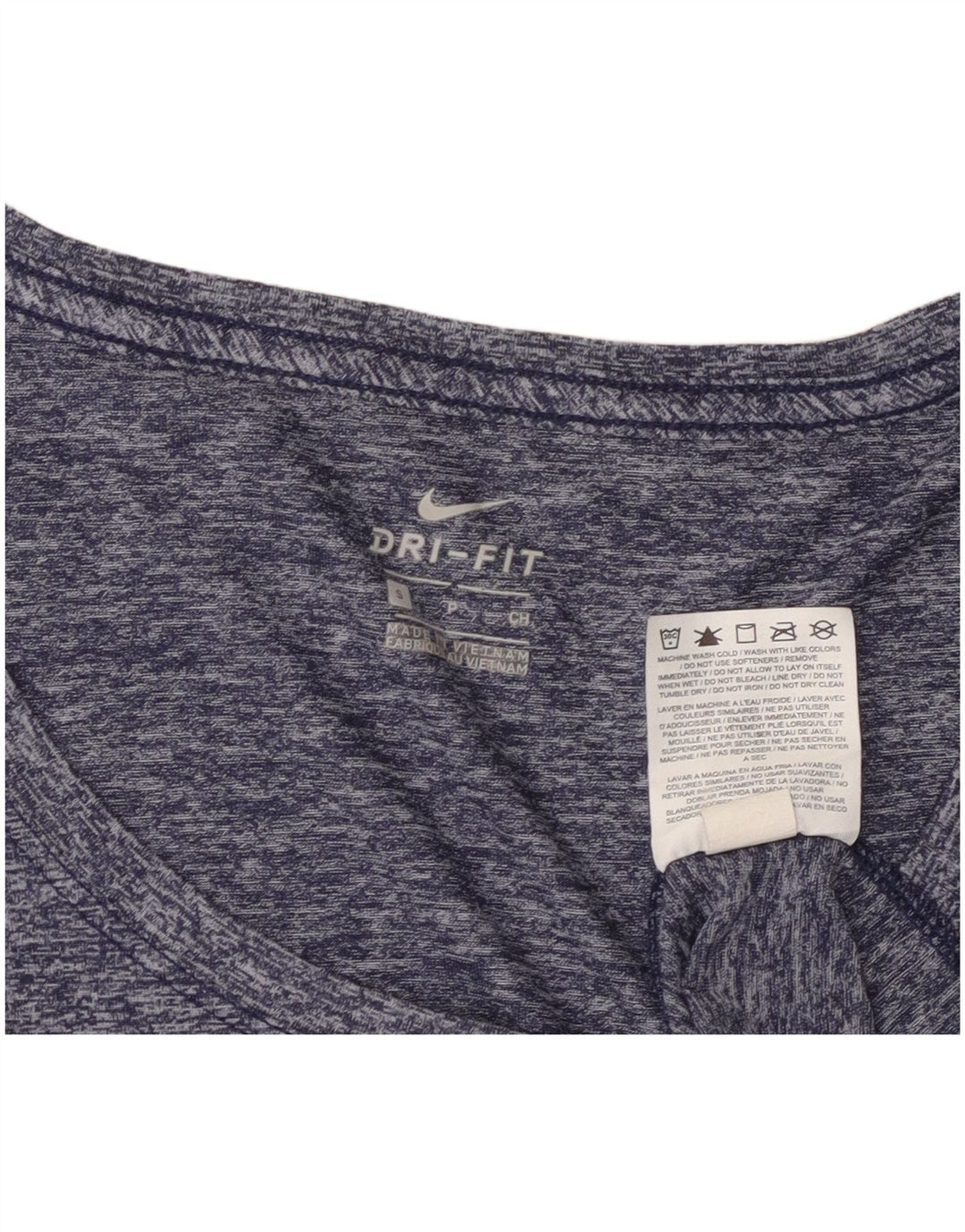 Nike Womens Dri Fit T-Shirt Top UK 10 Petit Bleu Marine Moucheté Polyester