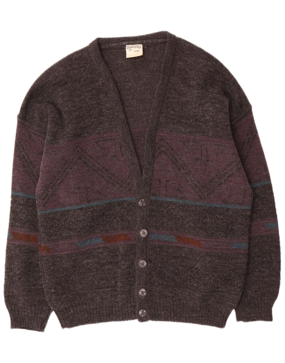 Angelo Litrico Pull Cardigan Homme EU 48/50 Gris Moyen Acrylique Géométrique