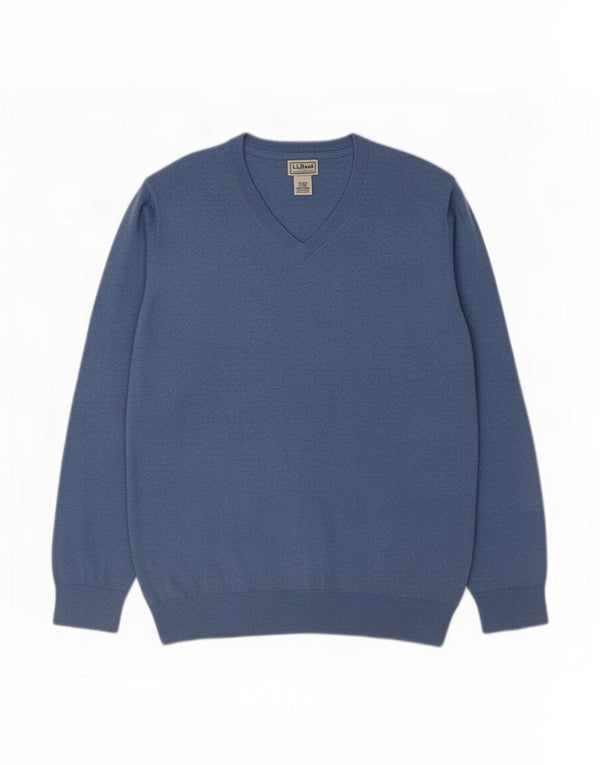 L.L.Bean Pull Col V Homme XL Bleu Coton