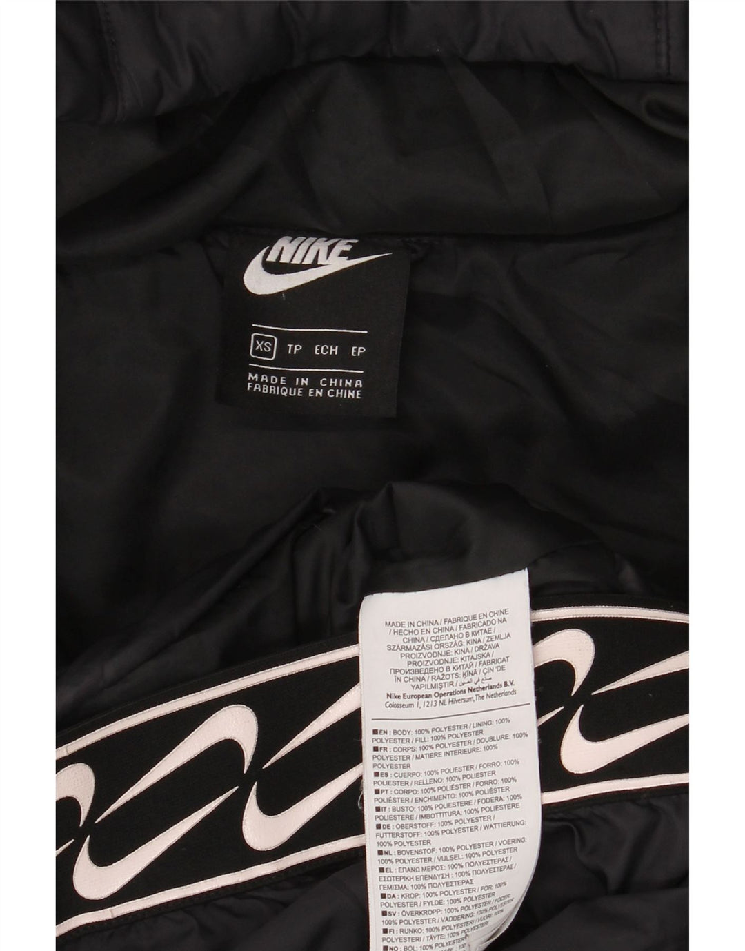 Nike Veste matelassée à capuche graphique pour femme UK 6 XS Noir Polyester