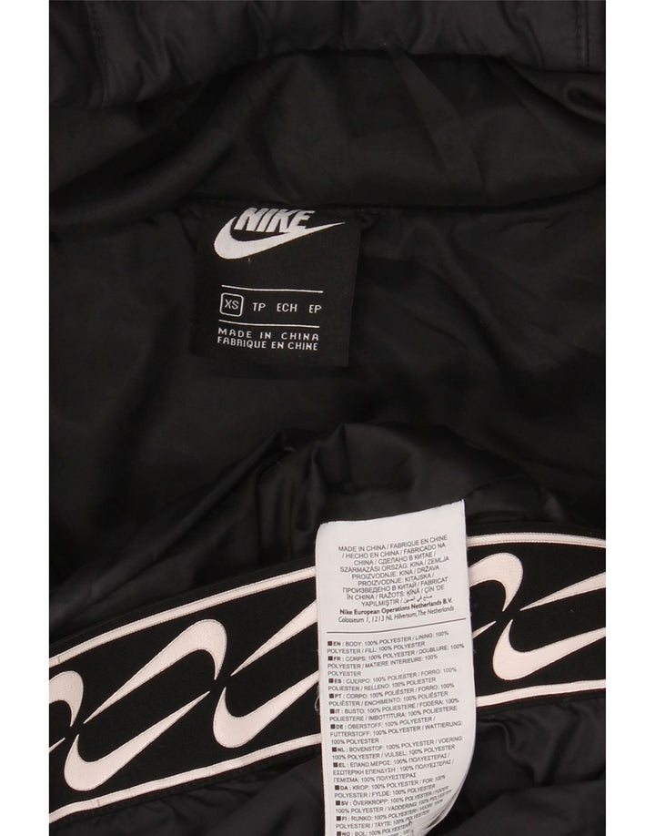 Nike Veste matelassée à capuche graphique pour femme UK 6 XS Noir Polyester