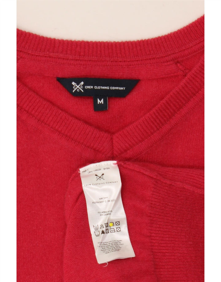 CREW CLOTHING Pull Col V Homme Laine Mérinos Rouge Moyen