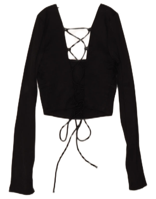 Zara Chemisier court à manches longues pour femme UK 6 XS Noir Viscose