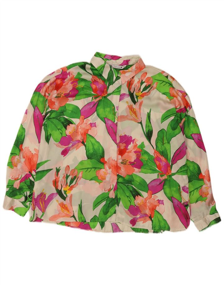 Zara Chemisier surdimensionné pour femme UK 16 Grand motif floral multicolore