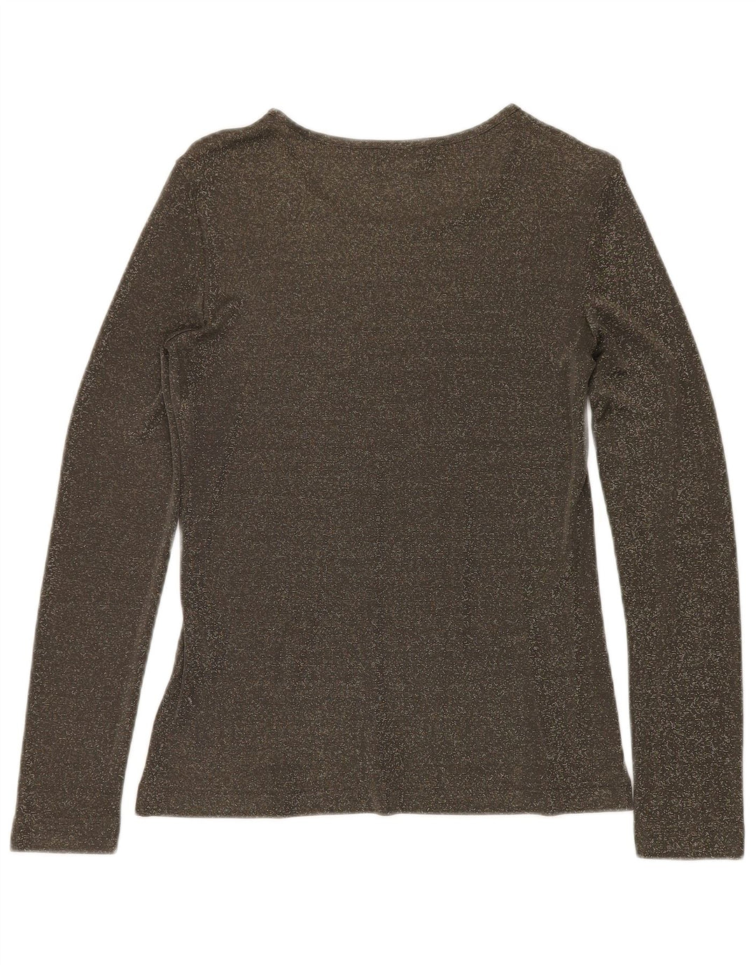 VINTAGE Top Femme Manches Longues UK 12 Viscose Mouchetée Vert Moyen