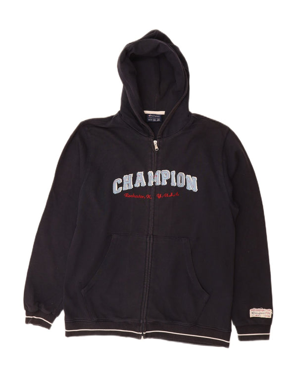 CHAMPION Pull à capuche zippé graphique pour garçon 13-14 ans XL Bleu marine Coton
