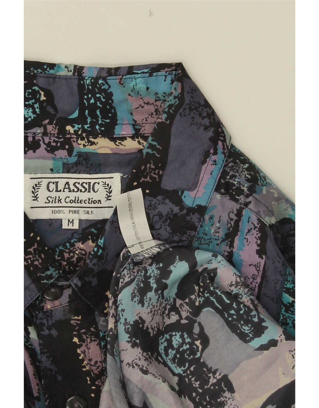 CLASSIC Chemise à Manches Courtes Homme Motif Abstrait Soie Multicolore Moyenne