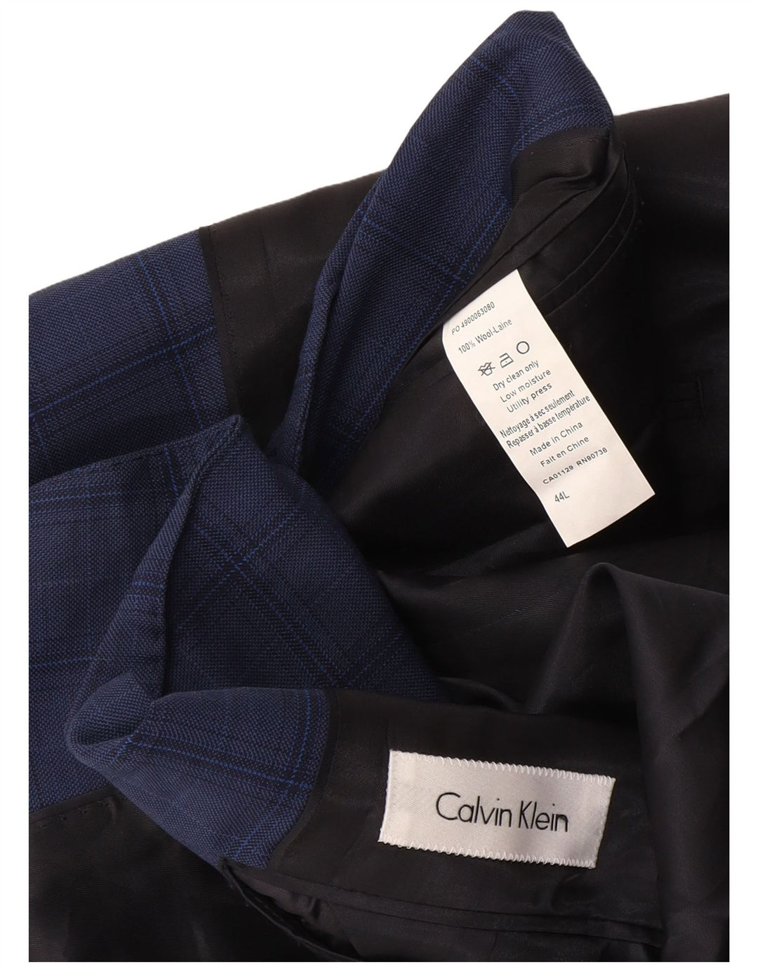 Calvin Klein Jeans Veste blazer à 2 boutons pour homme UK 44 2XL Bleu à carreaux en laine