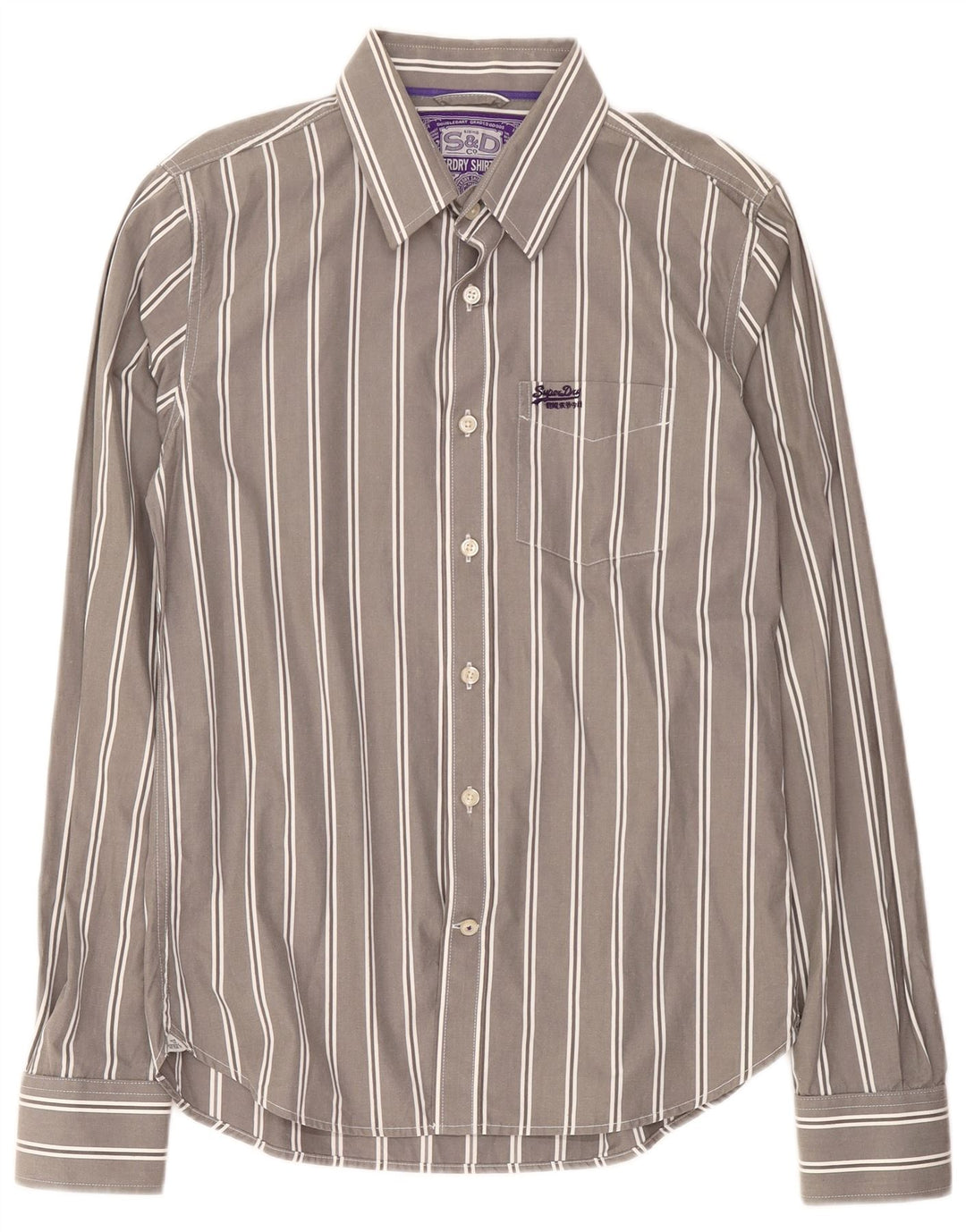 Superdry Chemise Homme XL Gris Rayé Coton