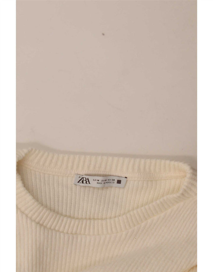 Zara Femme Pull Top Manches Longues UK 12 Medium Off White