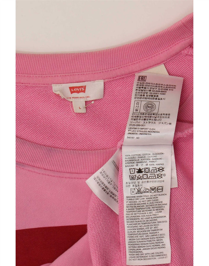 Levi's Sweat-shirt surdimensionné graphique pour femme UK 16 Large Rose Coton