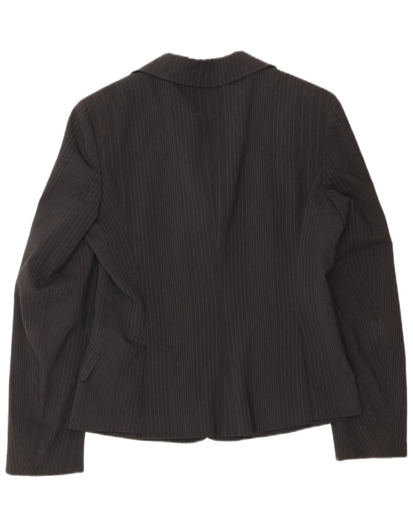 Max & Co. Veste blazer à 3 boutons pour femme UK 10 Petit polyester rayé noir