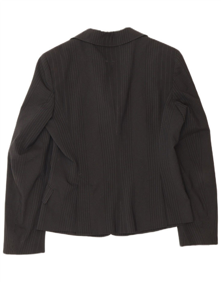 Max & Co. Veste blazer à 3 boutons pour femme UK 10 Petit polyester rayé noir
