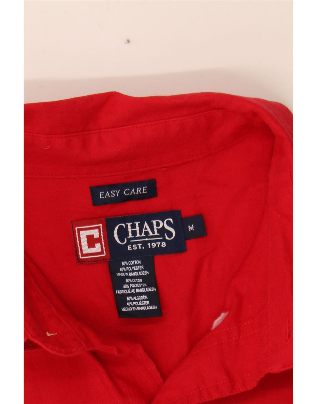 CHAPS Mens Easy Care Short Sleeve Shirt Medium Red Cotton Vintage Chaps and Second-Hand Chaps from Messina Hembry 