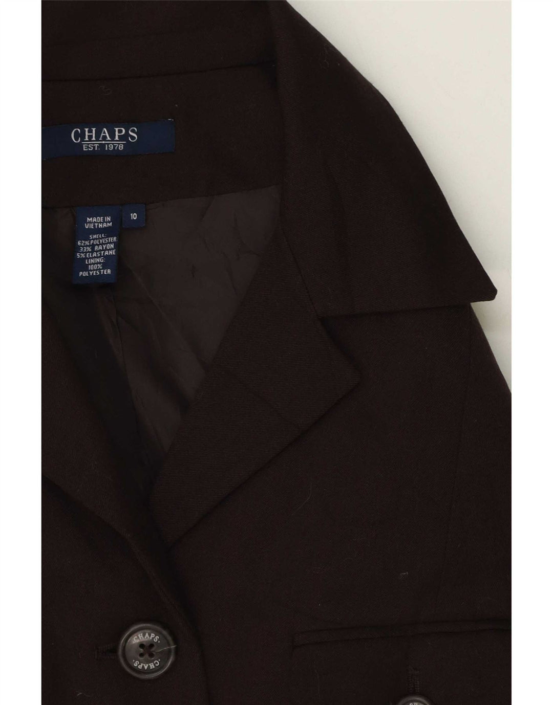Chaps Veste blazer à 5 boutons pour femme US 10 Large Marron Polyester