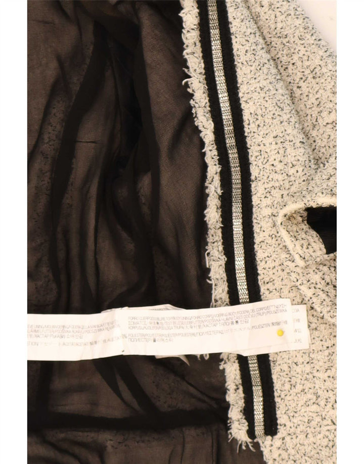 Zara Veste blazer ouverte surdimensionnée pour femme UK 10 Petit beige moucheté