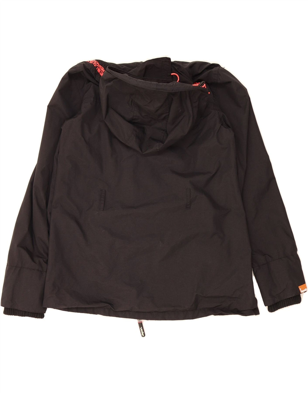 SUPERDRY Womens The Windmac Hooded Windbreaker Jacket UK 16 Large Black Vintage Superdry and Second-Hand Superdry from Messina Hembry 