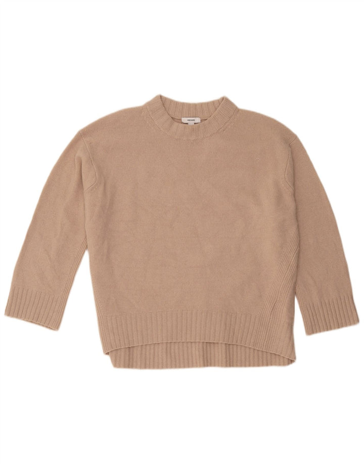 Reiss Pull surdimensionné à col rond pour femme UK 10 Petite laine beige