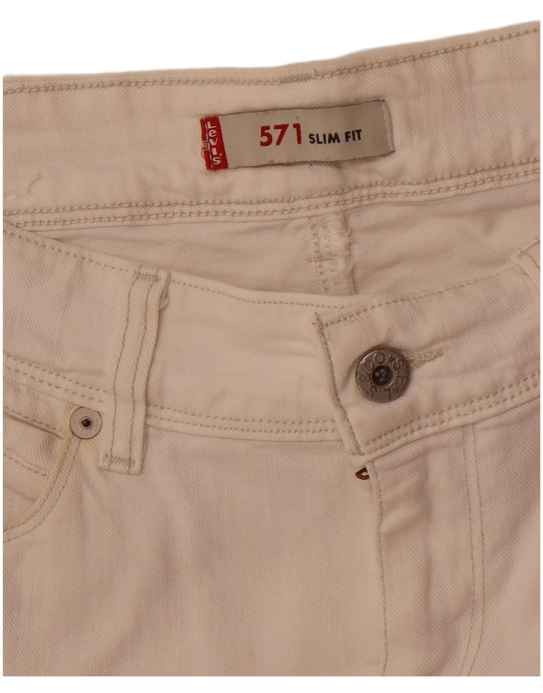 Levi's Jean Slim 571 W30 L33 Homme Blanc Cassé
