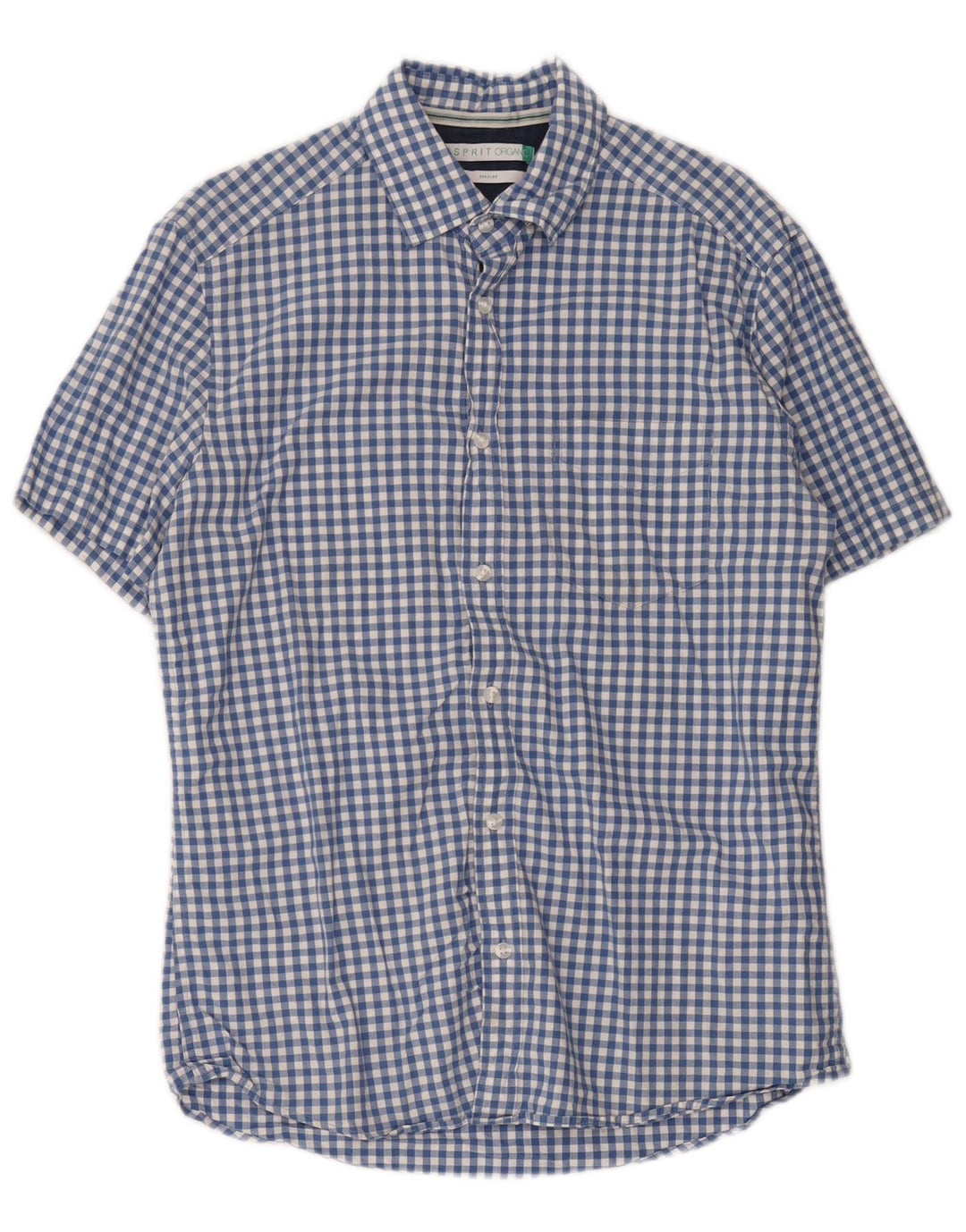 Esprit Chemise à Manches Courtes Regular Fit Homme Bleu Moyen Vichy Coton