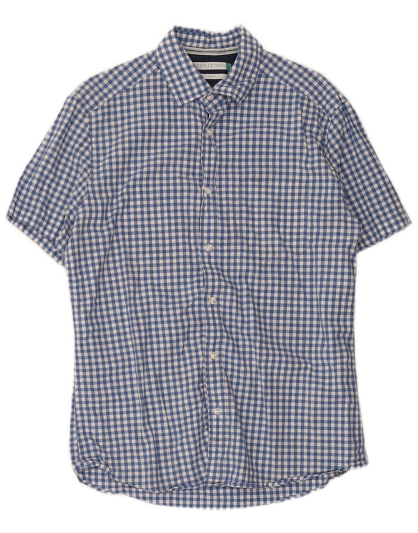 Esprit Chemise à Manches Courtes Regular Fit Homme Bleu Moyen Vichy Coton