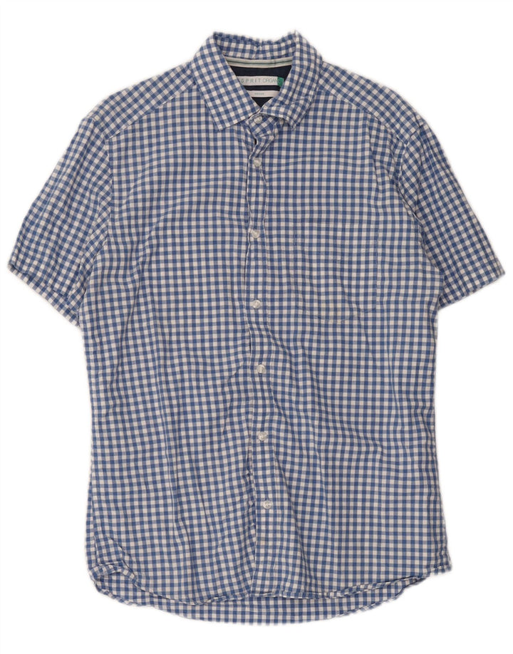 Esprit Chemise à Manches Courtes Regular Fit Homme Bleu Moyen Vichy Coton