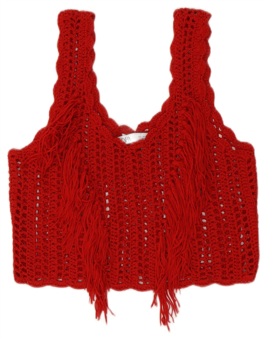 Zara Womens Crochet Crop Top UK 14 Grand Rouge
