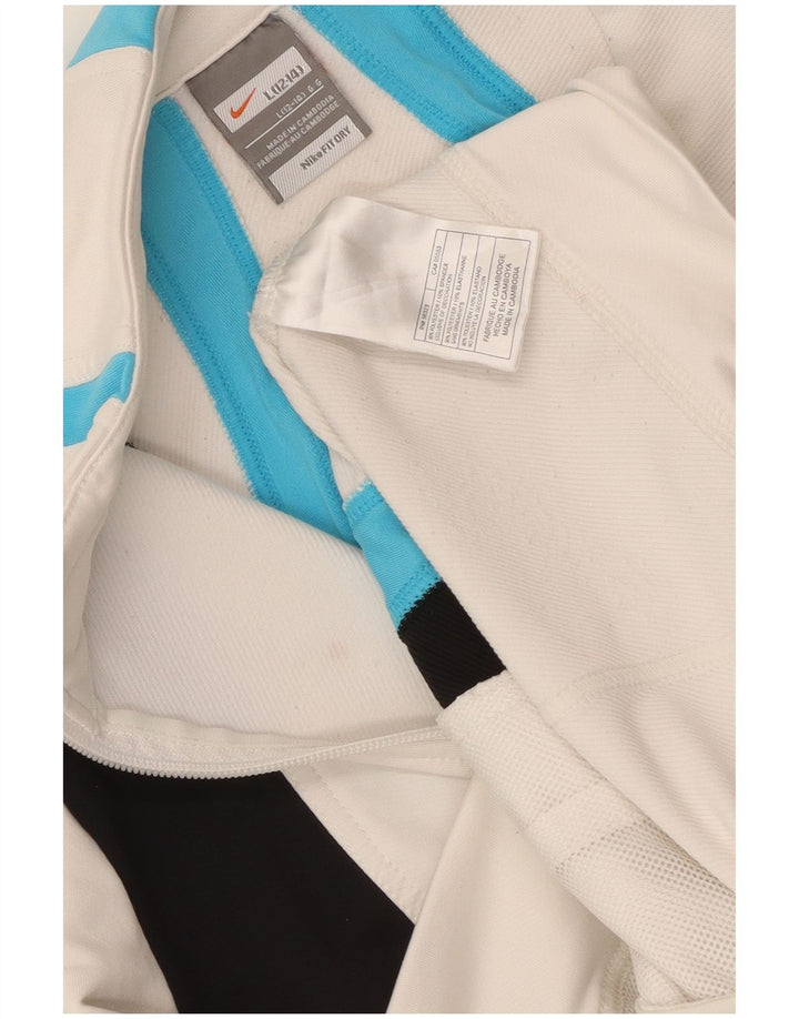 NIKE Veste de survêtement Fit Dry pour femme US 12/14 Large Blanc Colorblock