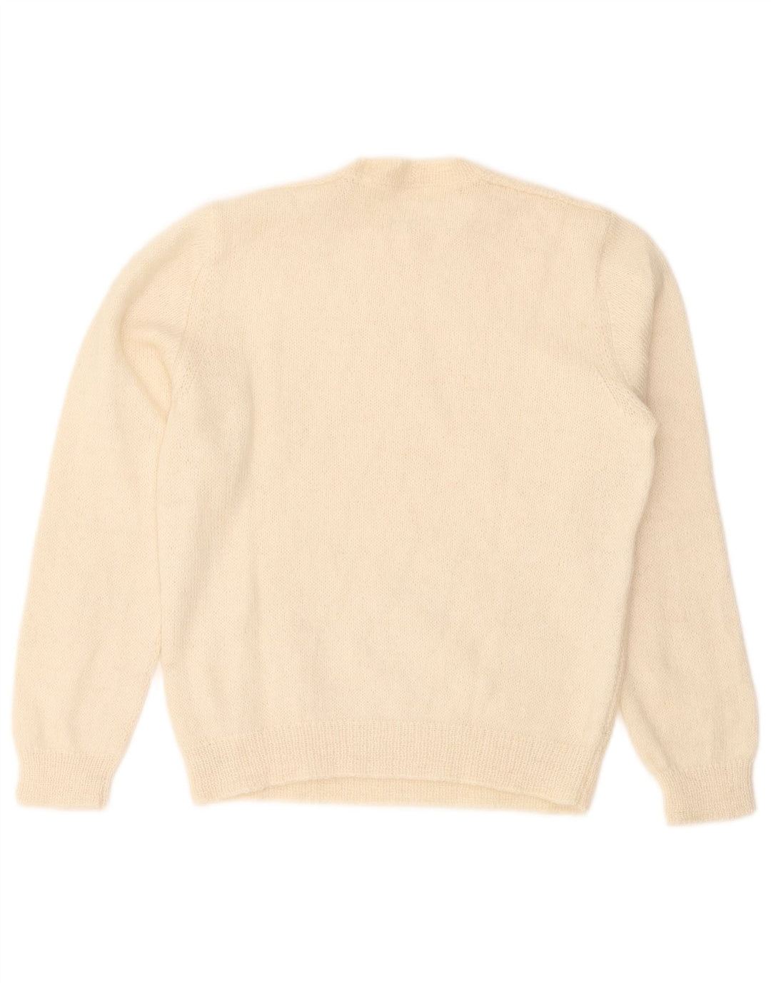 vintage Femme Crew Neck Jumper Pull UK 14 Moyen Off White