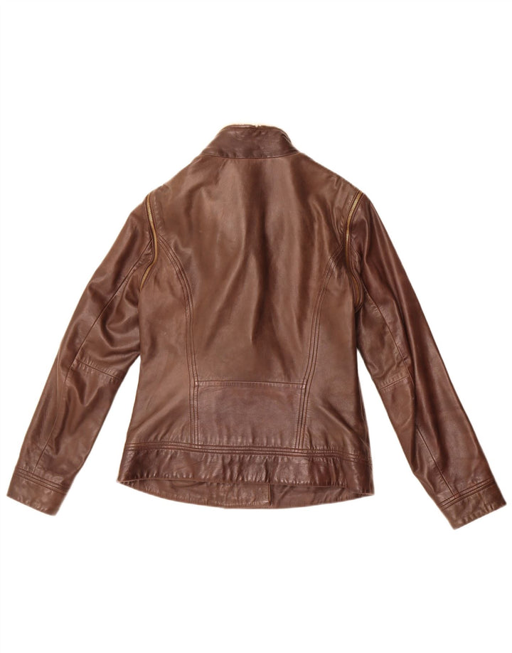 Ted Baker Veste en cuir pour femme Taille 2 Petit cuir marron