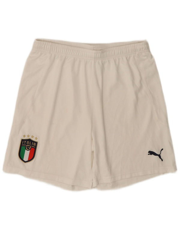 PUMA Mens Italia Sport Shorts Large White Polyester