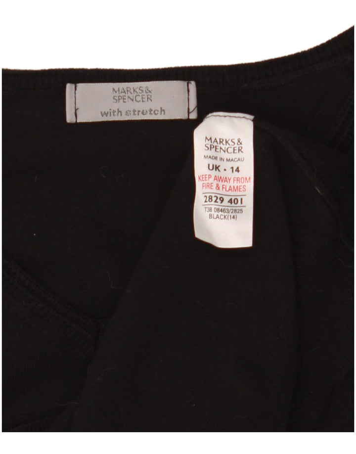 Marks & Spencer Pull court à col en V pour femme UK 14 Noir moyen