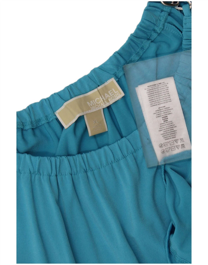 MICHAEL KORS Chemisier à manches longues pour femme UK 18 XL Bleu Polyester