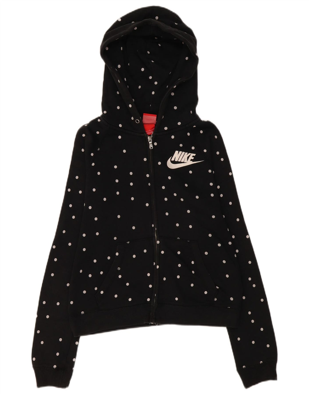 Nike Pull à capuche zippé pour femme UK 10 Petit coton noir à pois