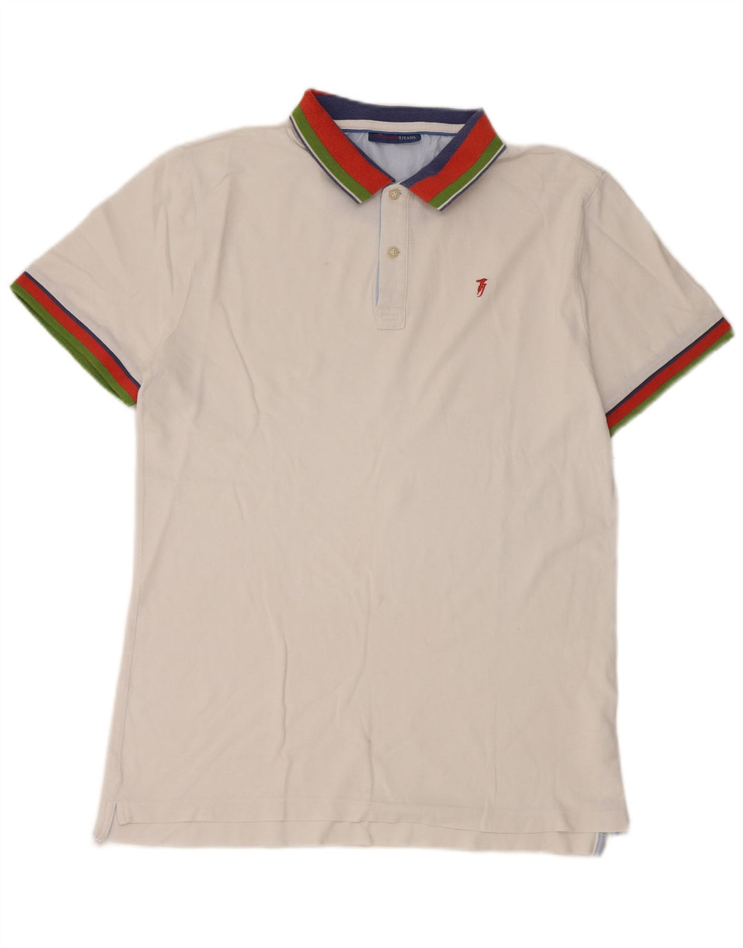 Trussardi Jeans Polo Homme Small Blanc Colourblock