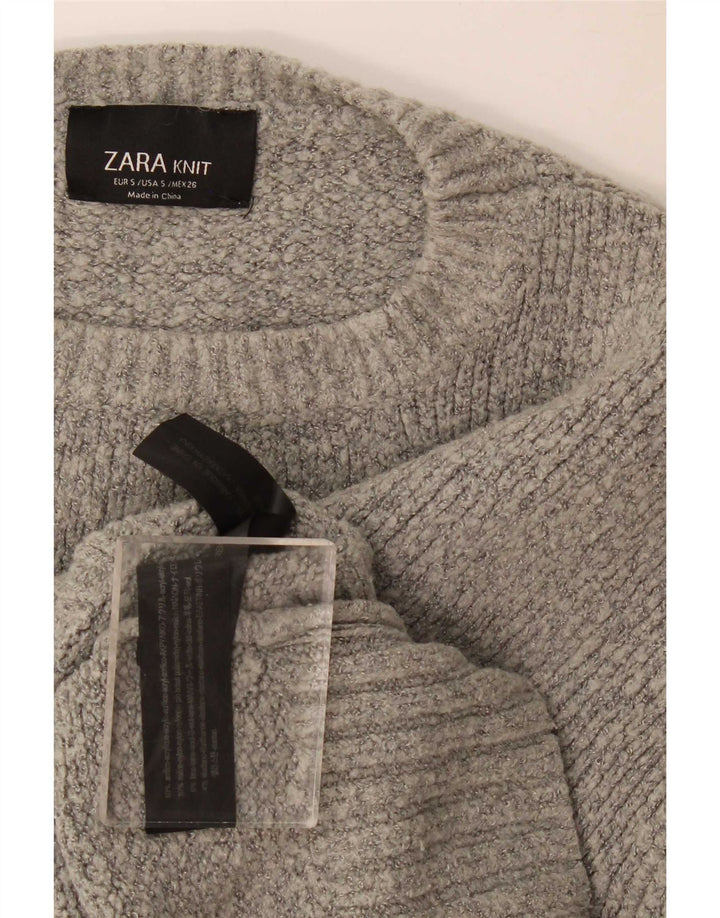 Zara Pull surdimensionné à col rond pour femme UK 10 Petit gris moucheté