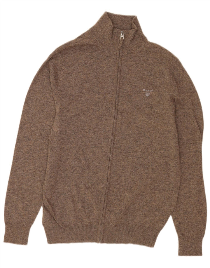 GANT Cardigan Pull Homme Marron Moyen Laine Mouchetée
