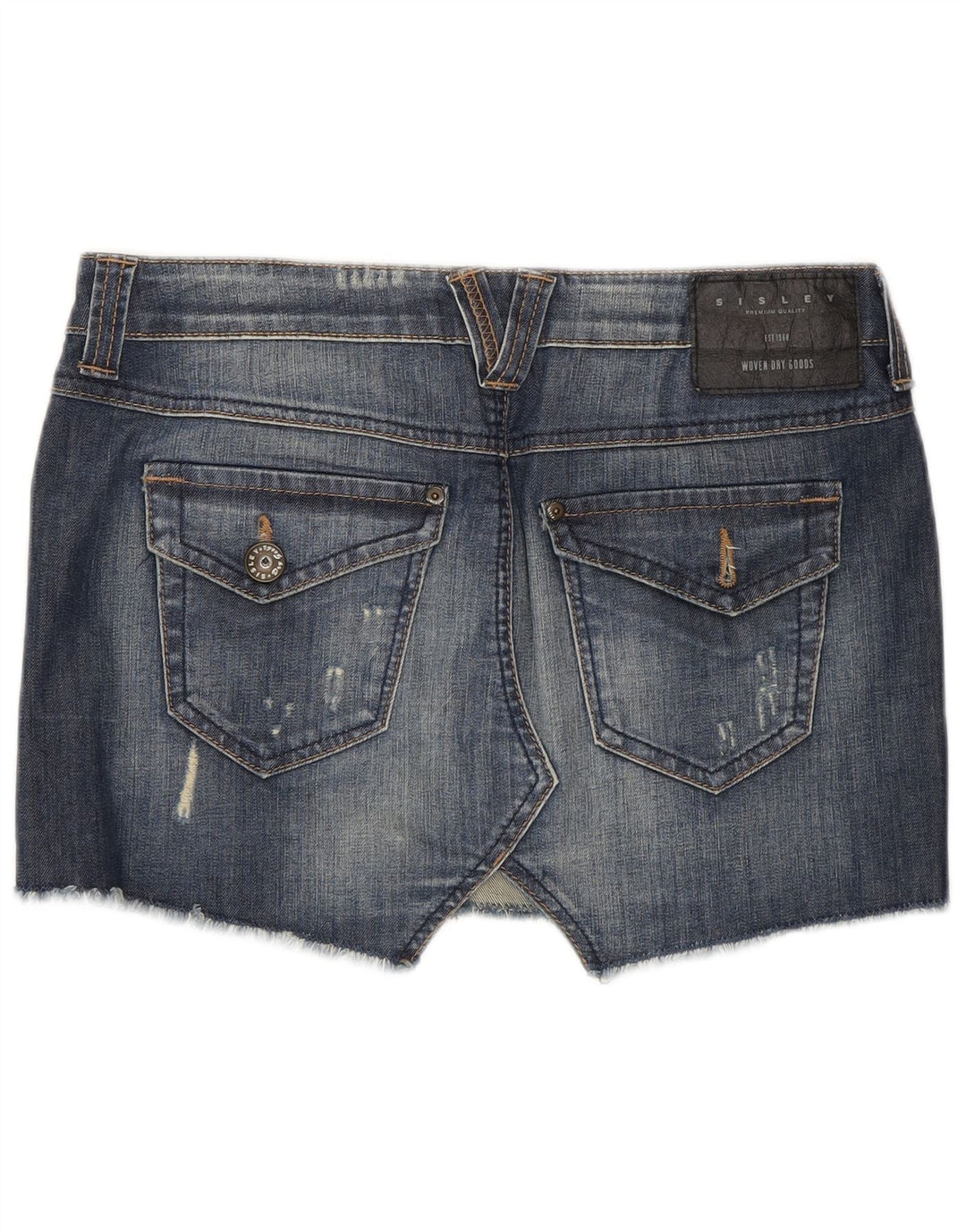 Sisley Femme Mini Jupe En Jean Effet Déchiré W29 Coton Bleu Moyen