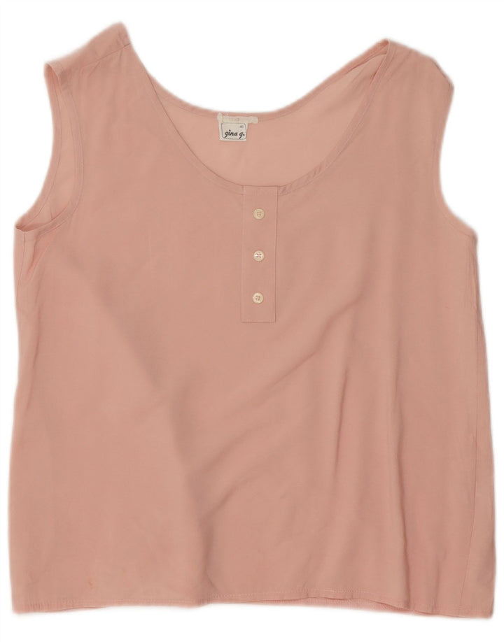 vintage Femme Blouse Sans Manches Top IT 40 Petite Viscose Rose
